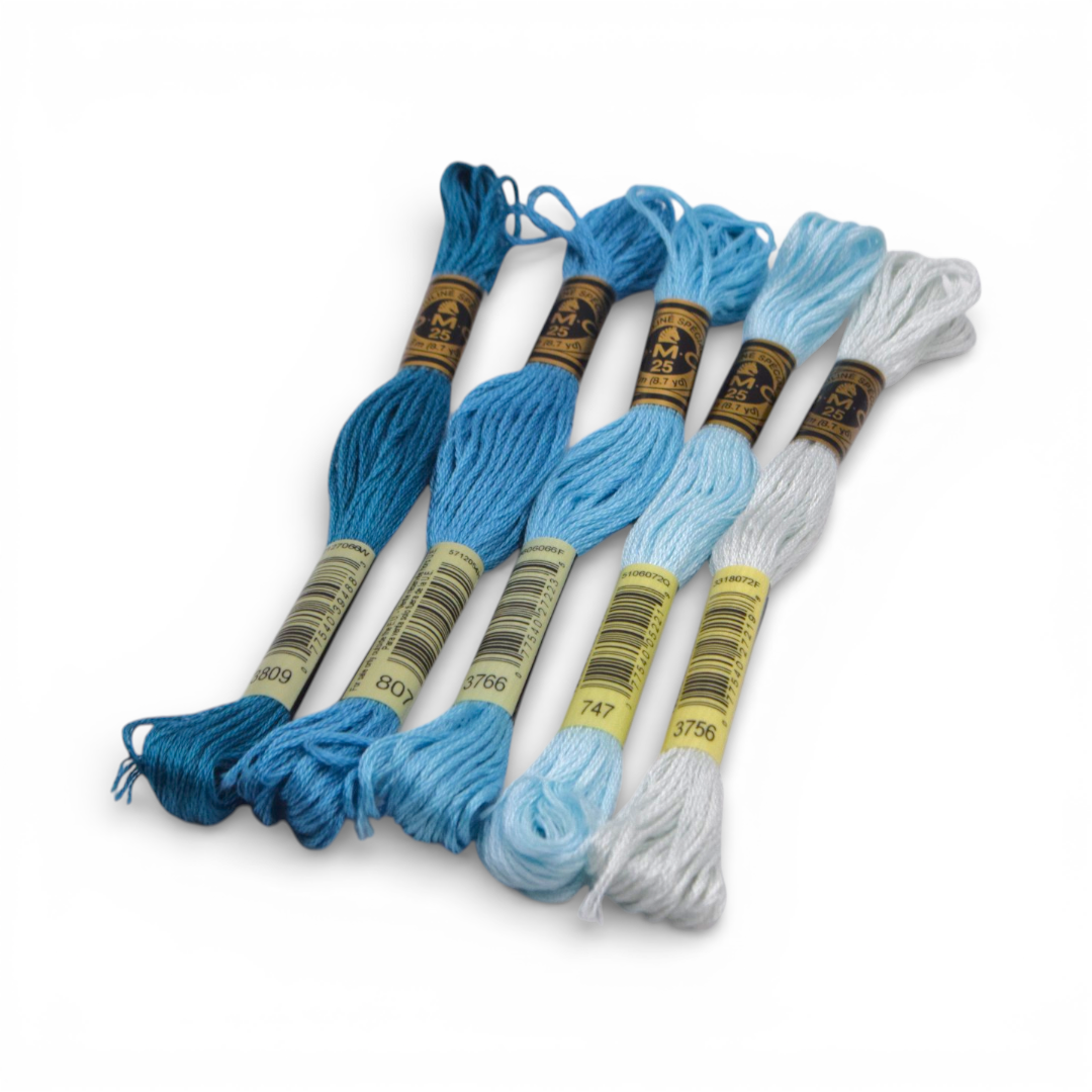 Set de Hilazas tonos azul y celeste